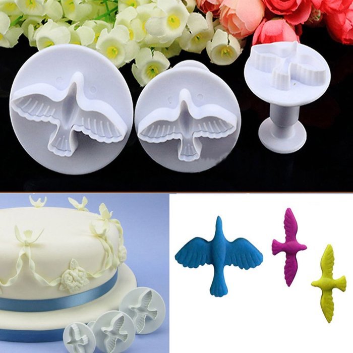 DUFUSTORE Fondant Cake Bread Decorating Sugarcraft Mold Cookie Plunger Cutters Tools Doves