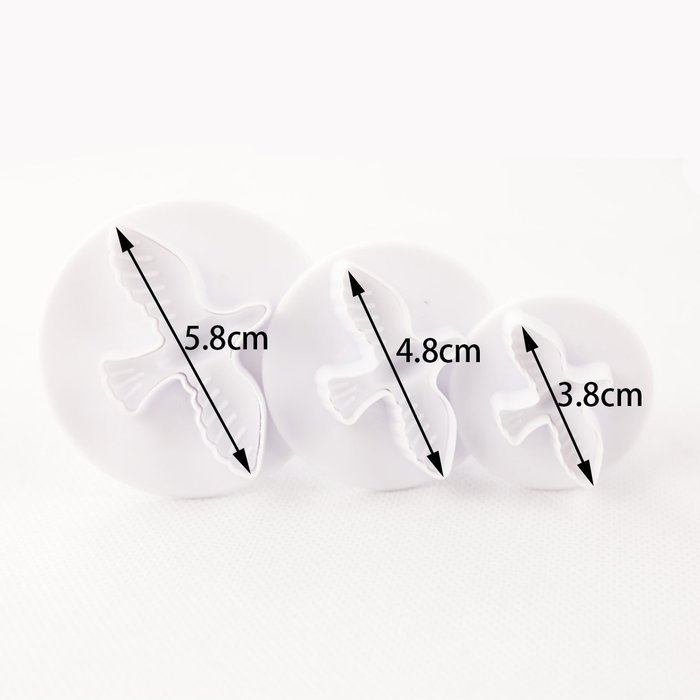 DUFUSTORE Fondant Cake Bread Decorating Sugarcraft Mold Cookie Plunger Cutters Tools Doves N4