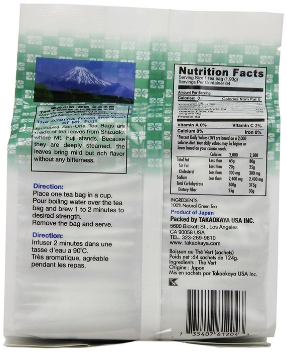 Takaokaya Tea T Green Sencha, TeaBags, 64 Count Unit N2