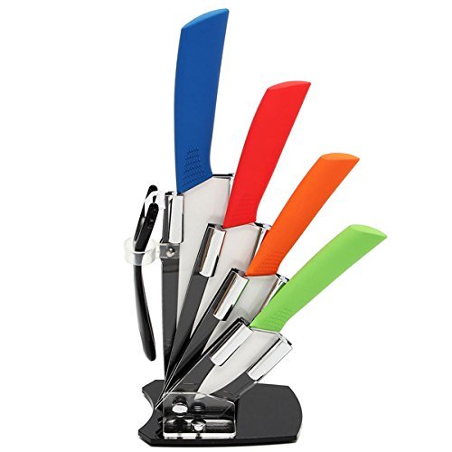 Set 3 4 5 6 Inch Kitchen Ceramic Knife Ceramic Knife Peeler With Holder Chef Kitchen Cutlery Gifts (Yellow) N5