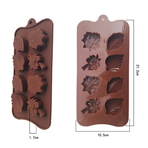 3d 8 Hole Maple, Coconut Leaves Shape Silicone Cake Mold