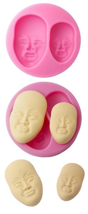 FOUR-C Halloween Gift Silicone Cupcake Mold Face Design Cake Decor Mould Color Pink N2