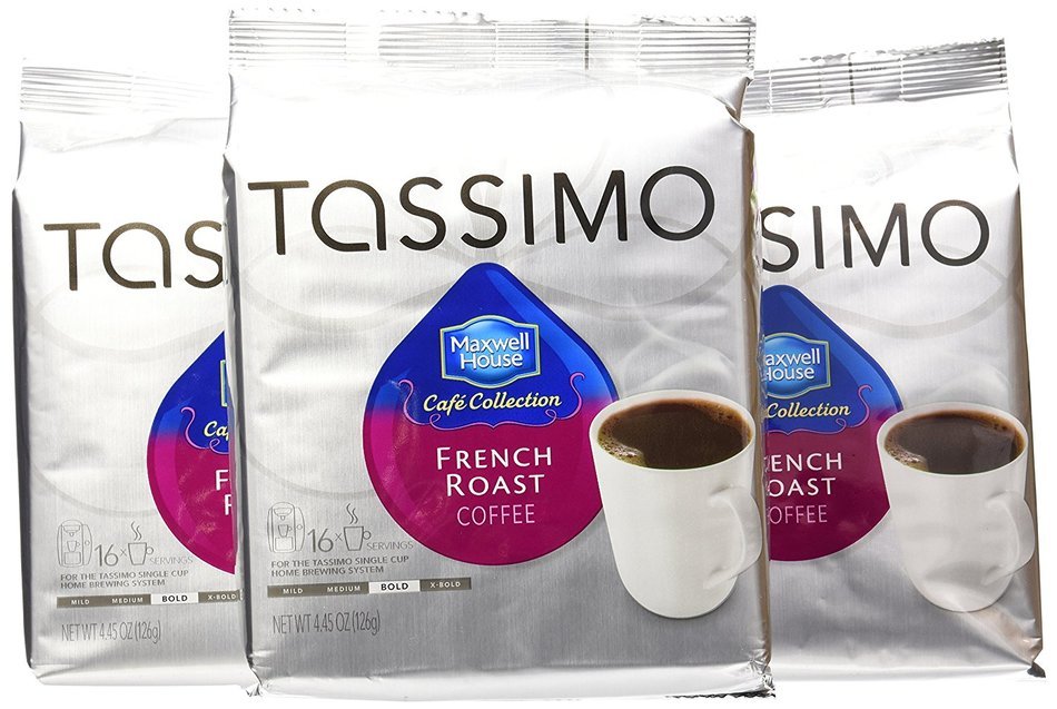 Maxwell House Cafe Collection French Roast, 16-Count T-Discs for Tassimo Brewers (Pack of 3)