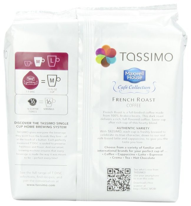 Maxwell House Cafe Collection French Roast, 16-Count T-Discs for Tassimo Brewers (Pack of 3) N3