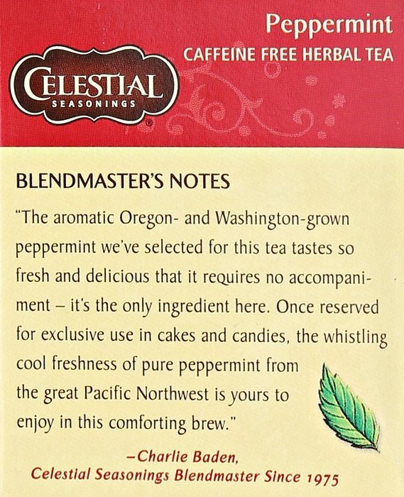 Celestial Seasonings Peppermint Tea, 20 ct N4