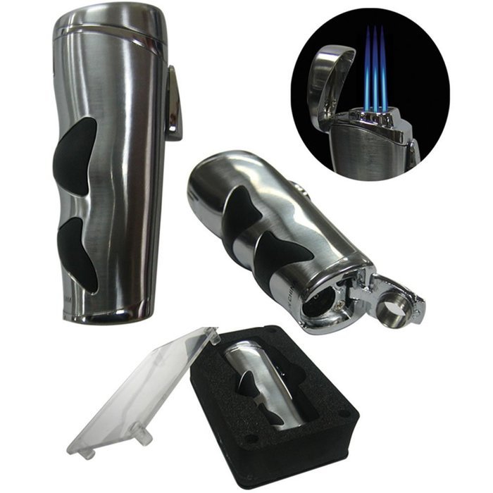 The Tsunami Quad Torch Butane Lighter - Color: Black N7
