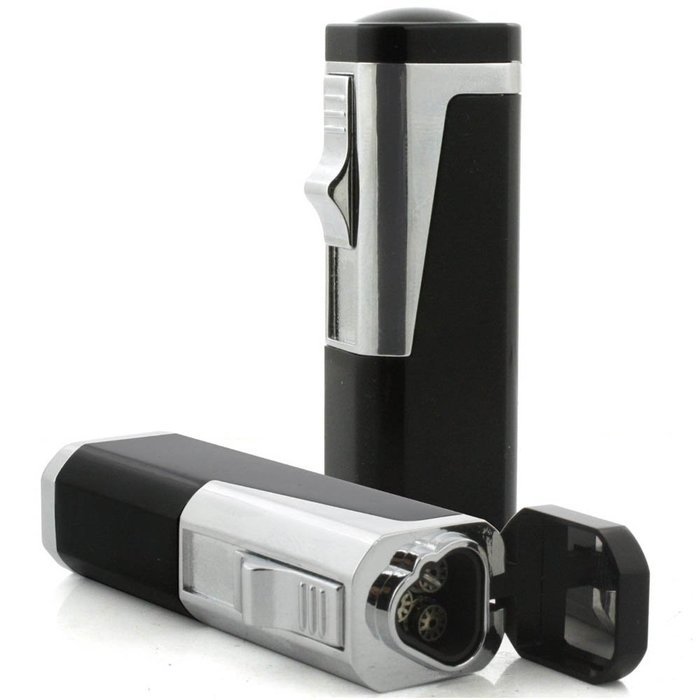 The Tsunami Quad Torch Butane Lighter - Color: Black N12