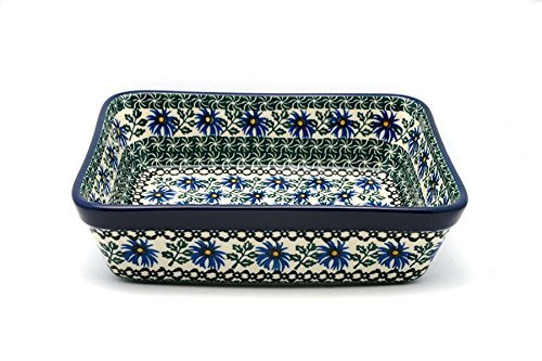 Polish Pottery Baker - Rectangular - Medium - Blue Chicory