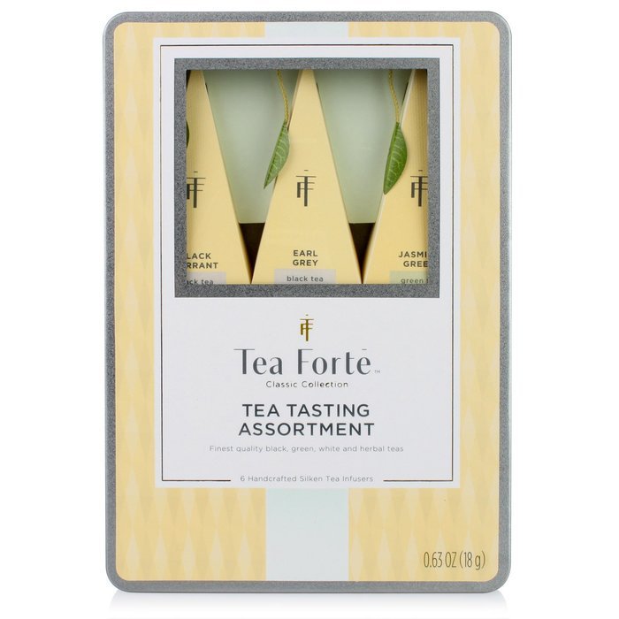 Tea Fort&eacute;&reg; Medium Tin Sampler Gift Assortment with 6 Handcrafted Pyramid Tea Infusers - Black Tea, Green Tea,... N2