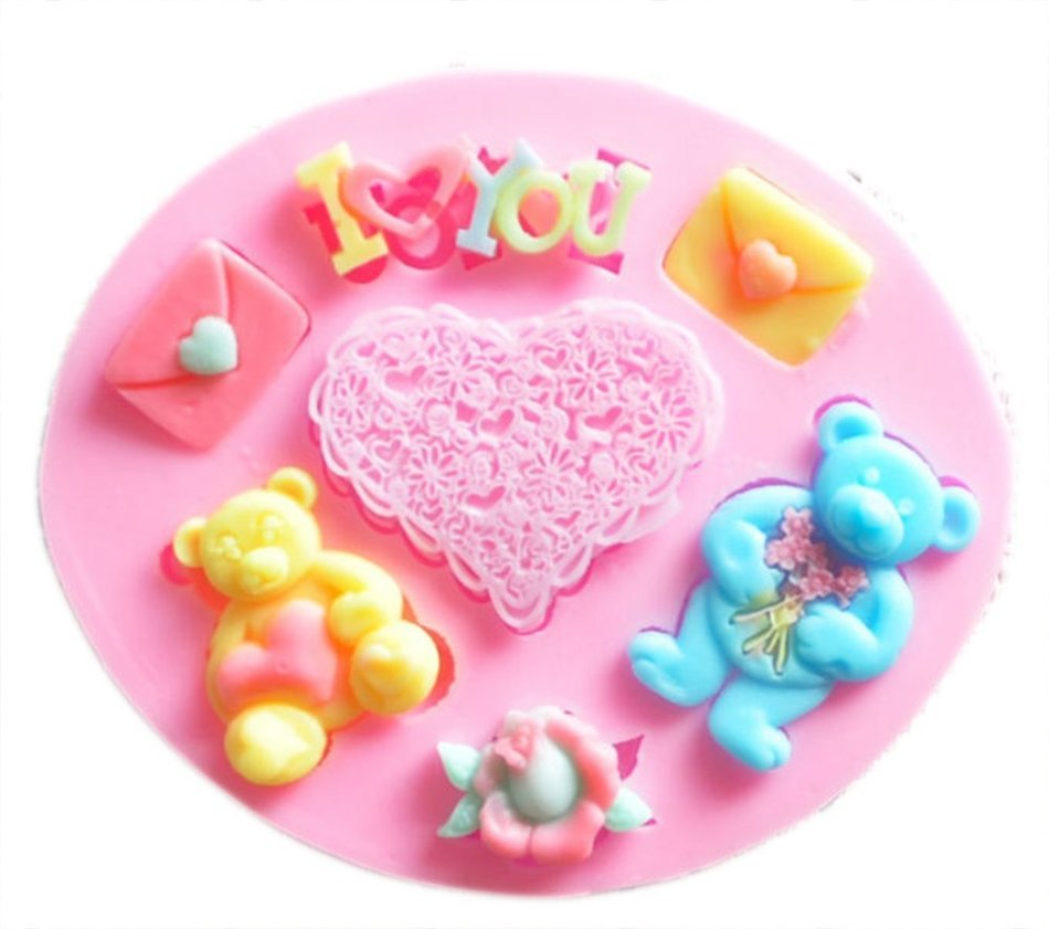 Chariot trading - Bear and love silicone mold ,Fondant Cake Decorating Tools