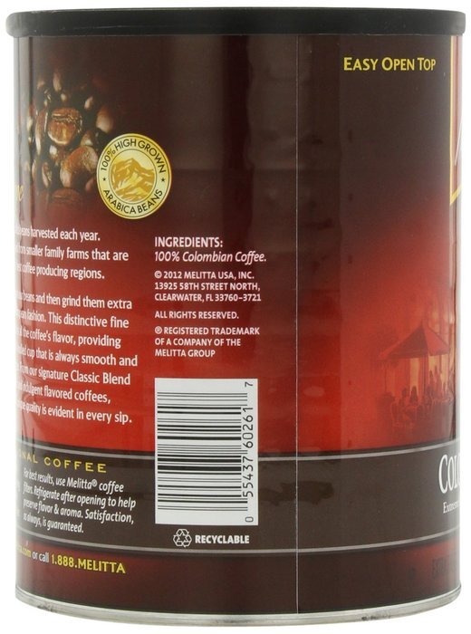 Melitta Coffee, Colombian Supreme Ground, Medium Roast, 22-Ounce N4