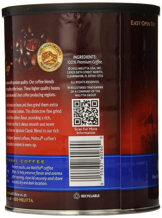 Melitta Coffee, Colombian Supreme Ground, Medium Roast, 22-Ounce N24