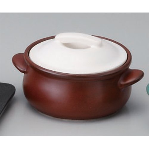 Casserole utw675-18-524 [6 x 4.6 x 3 inch] Japanece ceramic With iron red lid casserole tableware