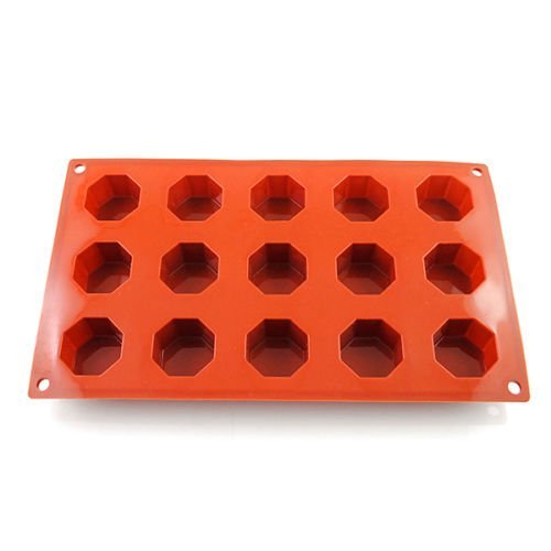 New Vermilion 15-Cavity DIY Ice Cube Silicone Cake Soap Chocolate Decorating Mold Mould Baking Tool (Octagon Style)