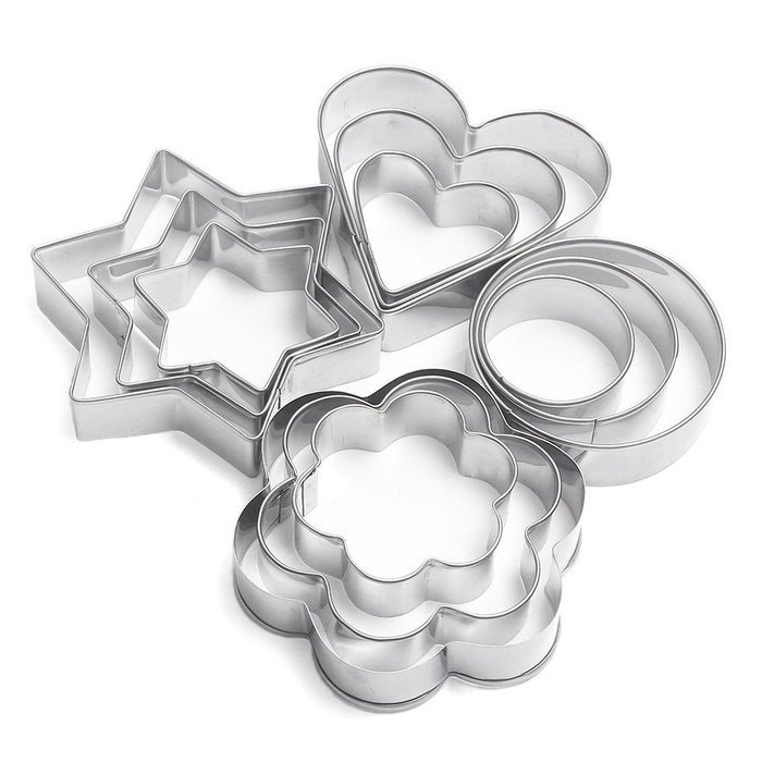 12Pcs Stainless Steel Cake Cookie Egg Fondant Mould Mold Sugarcraft Cutter Xmas