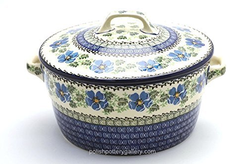 Polish Pottery Baker - Round Covered Casserole - Morning Glory