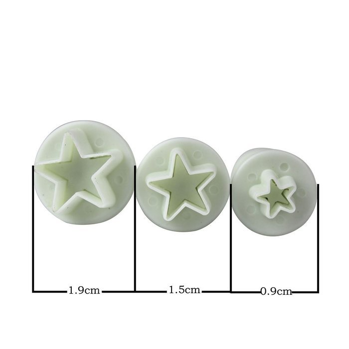 DUFUSTORE 3 Pcs Mini Star Fondant Plunger Cutter Cake Cookies Decorating Tool Mold