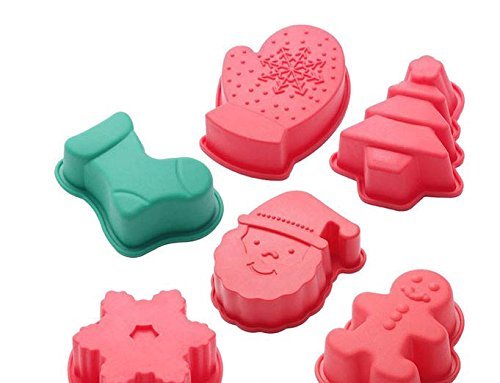 6 Pcs/Set Christmas Series Silicone Cake Mold Chocolate Fondant Mold Cake Baking Tools