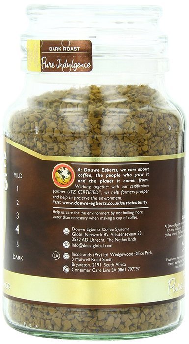 Douwe Egberts Pure Indulgence Instant Coffee in Jar, Dark Roast, 7.05-Ounce, 200 gram N2