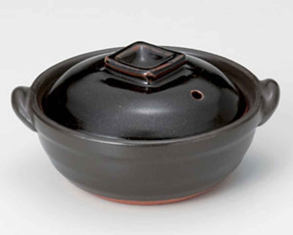 Yuzu Tenmoku for 1-2 persons 5.5inch Donabe Japanese Hot pot Black Ceramic Made in Japan