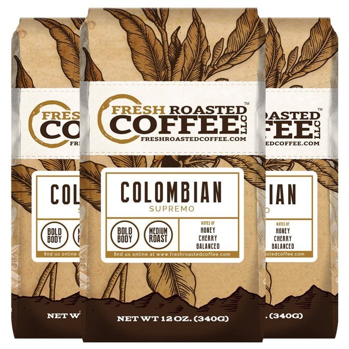 100% Colombian Supremo Coffee, Whole Bean, Fresh Roasted Coffee LLC (5 lb.) N2