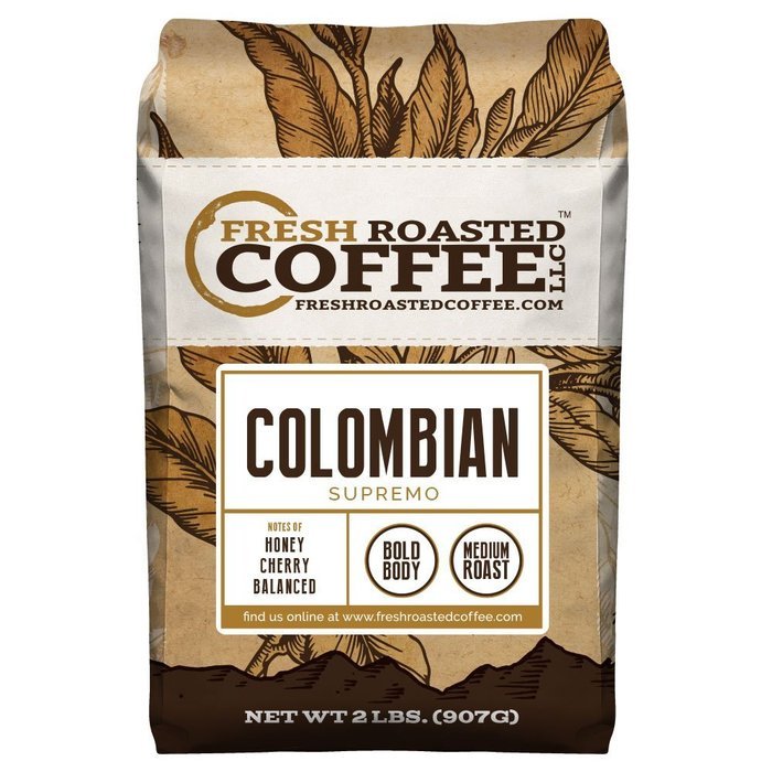 100% Colombian Supremo Coffee, Whole Bean, Fresh Roasted Coffee LLC (5 lb.) N4