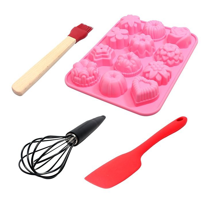 Food Grade Silicone Bakeware Set - Silicone Cake Mold Silicone Spatula Silicone Whisk & Silicone Basting Brush...