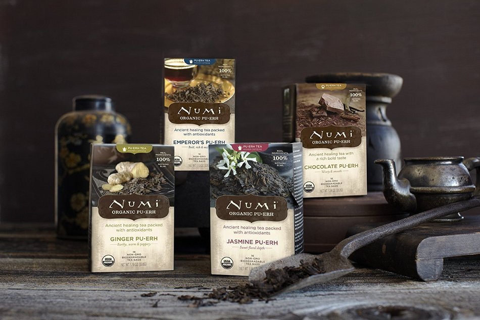 Numi Organic Chocolate Pu-erh Tea, Full Leaf Black Pu-erh Tea, 16 Count Tea Bags N5