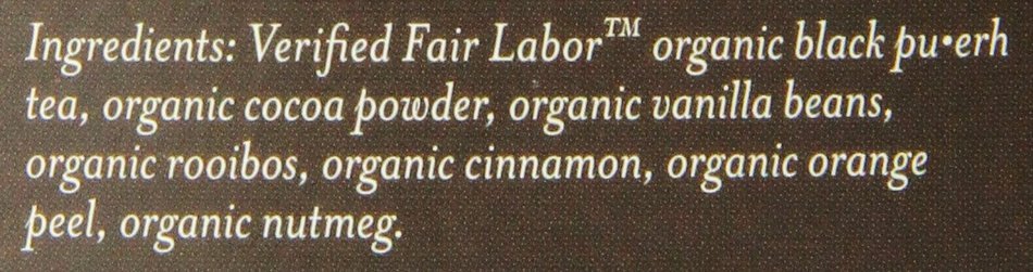 Numi Organic Chocolate Pu-erh Tea, Full Leaf Black Pu-erh Tea, 16 Count Tea Bags N6
