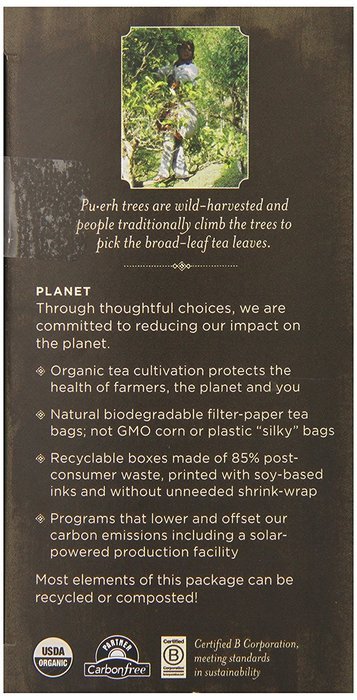Numi Organic Chocolate Pu-erh Tea, Full Leaf Black Pu-erh Tea, 16 Count Tea Bags N10