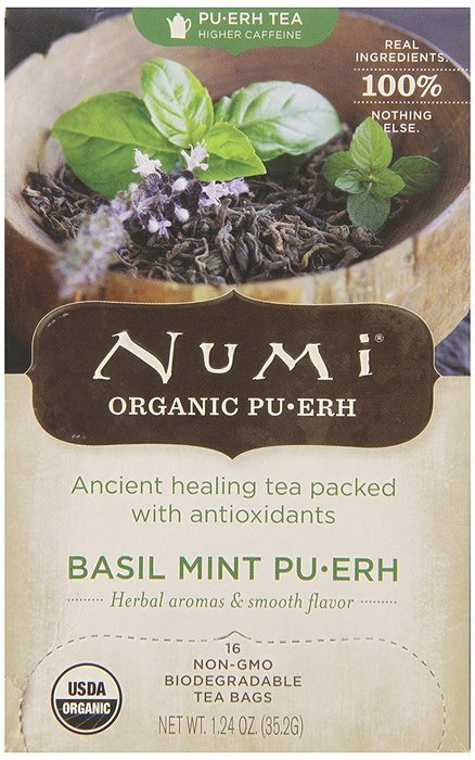 Numi Organic Chocolate Pu-erh Tea, Full Leaf Black Pu-erh Tea, 16 Count Tea Bags N14