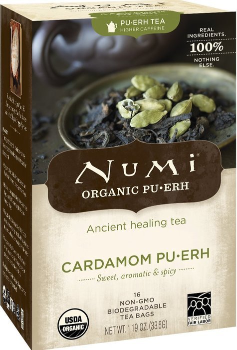 Numi Organic Chocolate Pu-erh Tea, Full Leaf Black Pu-erh Tea, 16 Count Tea Bags N32