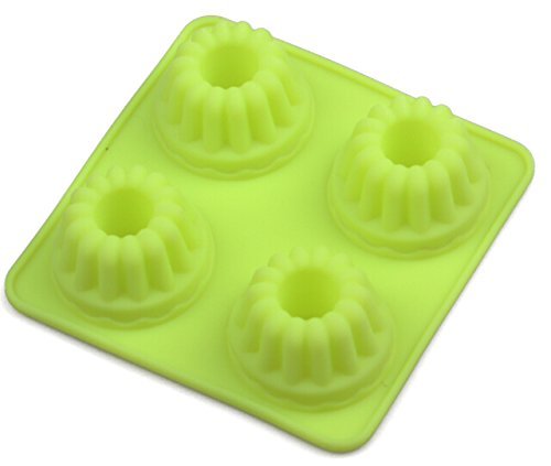 4 Cavity Flowers Silicone Non Stick Cake Bread Mold Chocolate Jelly Candy Baking Mould Green