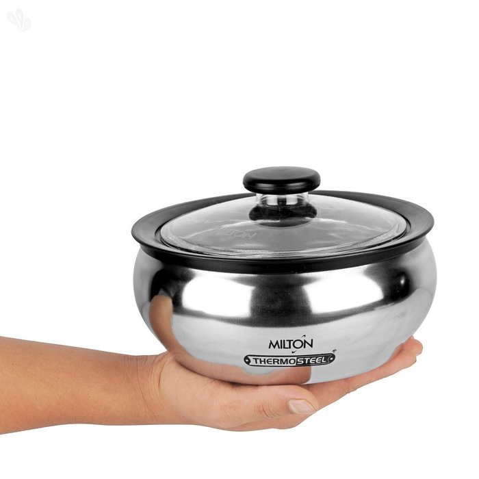 Milton 600/1500/2000ml 3-Piece Thermo Hot-Pot Insulated Casserole Gift Set, Medium, Steel N4
