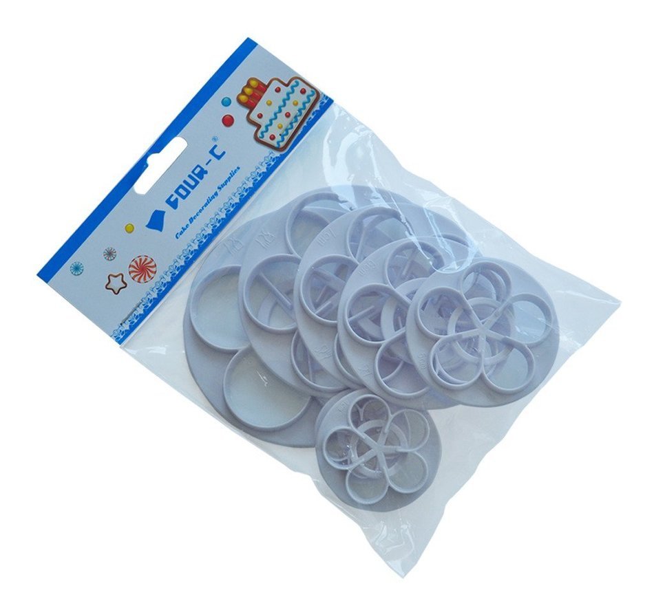 FOUR-C Set of 7 Rose Sugarcraft Cutters for Cake Making Fondant Decorations Color White N2