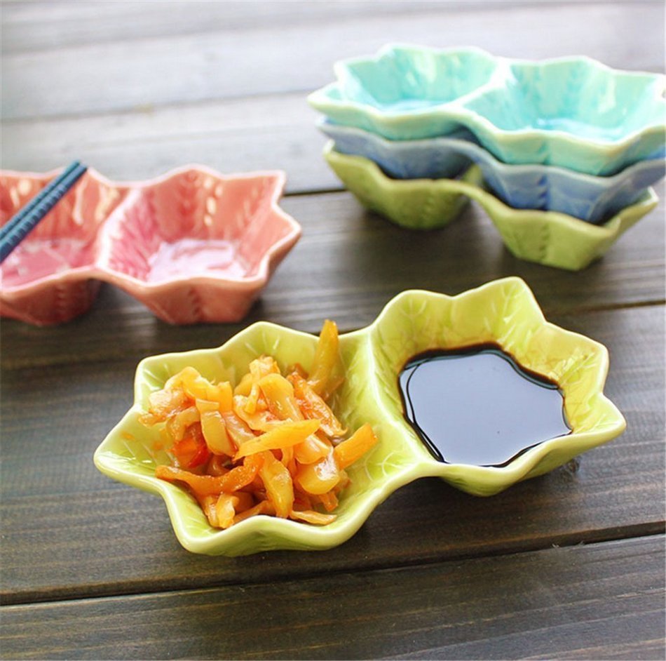 Elufly Snowflake Condiment White Porcelain Mini Dish 13.5*5*2.6cm (Green)