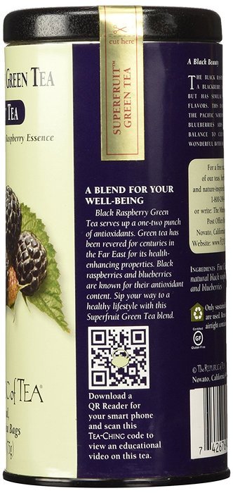 The Republic Of Tea Black Raspberry Superfruit Green Tea, 50 Tea Bags, Healthy Summer Fruit Tea N2
