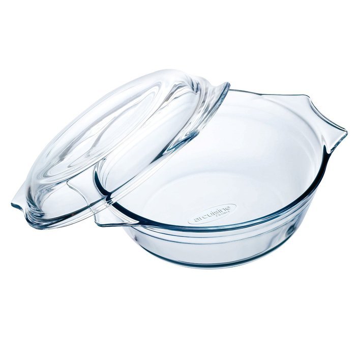 Arcuisine Borosilicate Glass Round Casserole w/Lid 17.8 Centimeters / 1 Liter