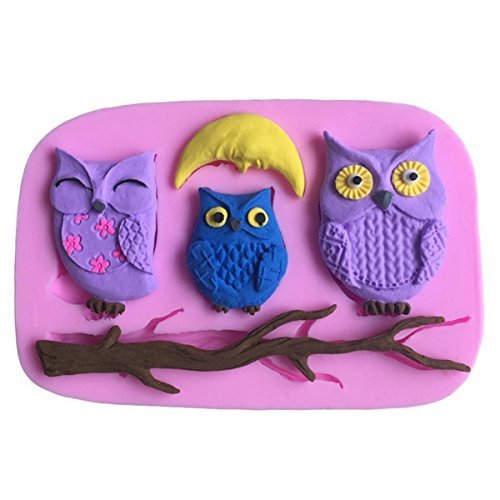 "3D Silicone Owls Moon Fondant Chocolate Mold Mould Cake DIY Decoration" shopping N5