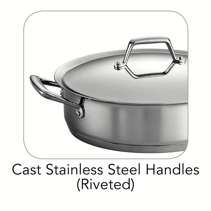Premium Stainless Steel Casserole Tri-Ply Base, 5 Quart