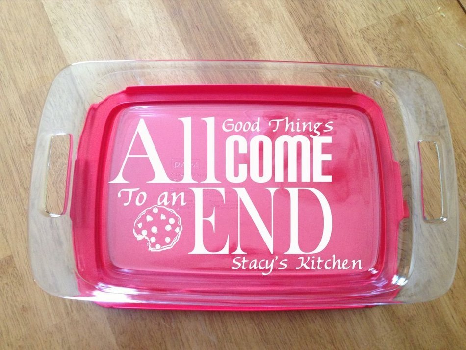 Personalized Pyrex Dish 9x13 All Good Things Gift Wedding Anniversary W/lid
