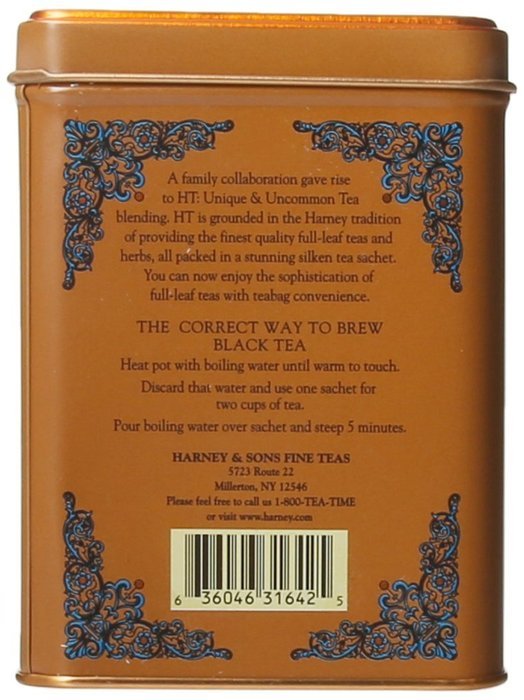Harney and Sons Decaf Hot Cinnamon , Decaf Flavored Black 20 Sachets per Tin 1.4oz N2