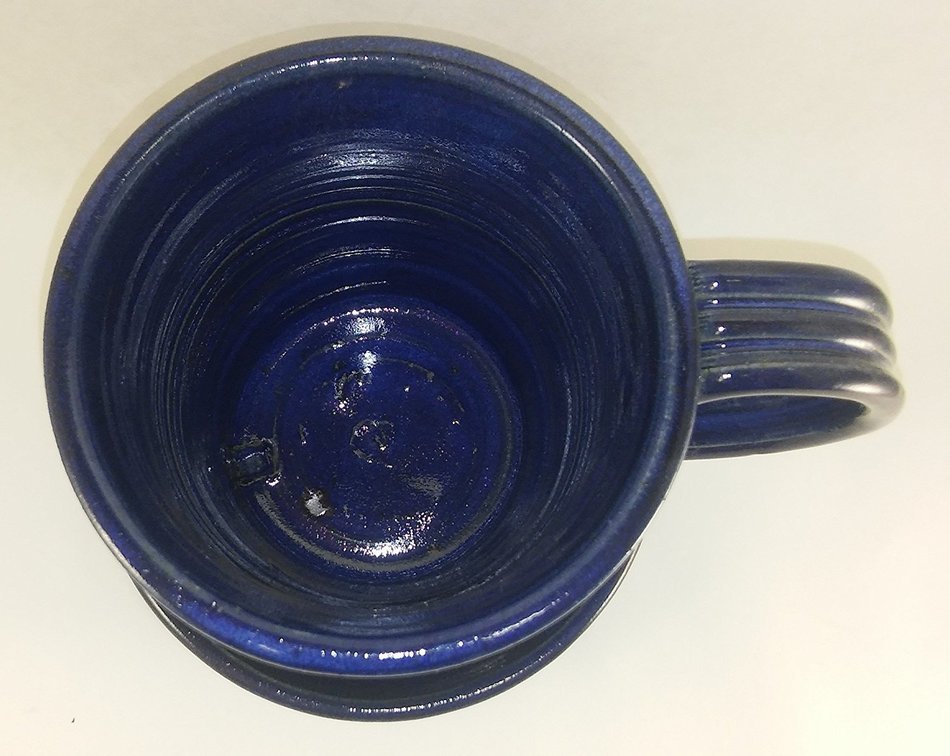 Aunt Chris' Pottery - Heavy Hand Made - Bacon Cooker - Unique New Way of Cooking Bacon - Deep Cobalt Blue Colored... N2