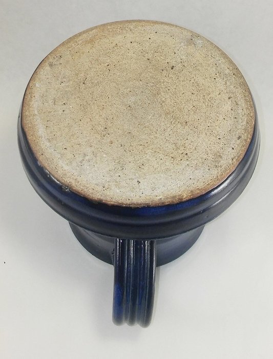 Aunt Chris' Pottery - Heavy Hand Made - Bacon Cooker - Unique New Way of Cooking Bacon - Deep Cobalt Blue Colored... N5