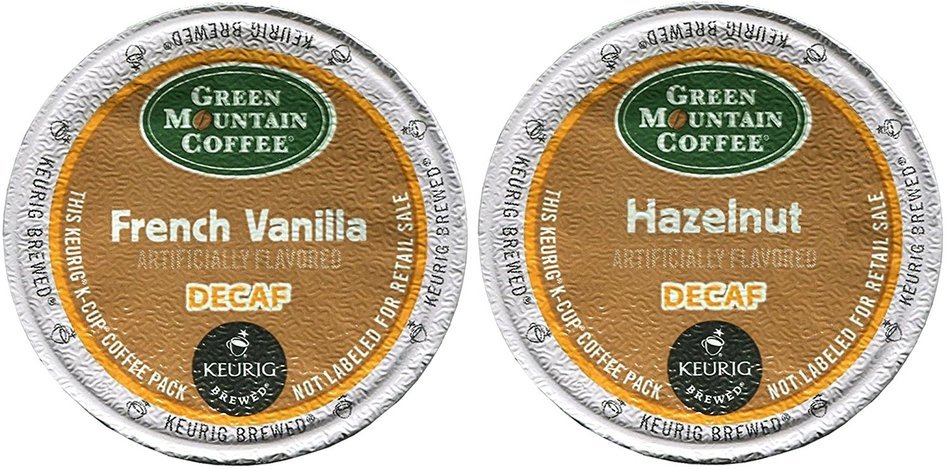 Green Mountain FRENCH VANILLA DECAF & HAZELNUT DECAF Flavored Variety Pack 48 K-Cups for Keurig Brewers