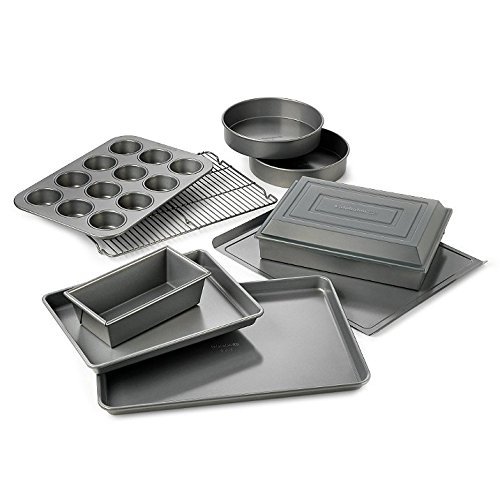 Calphalon 10 Piece Non Stick Bakeware Set Cake Pans Muffins Cooling Rack