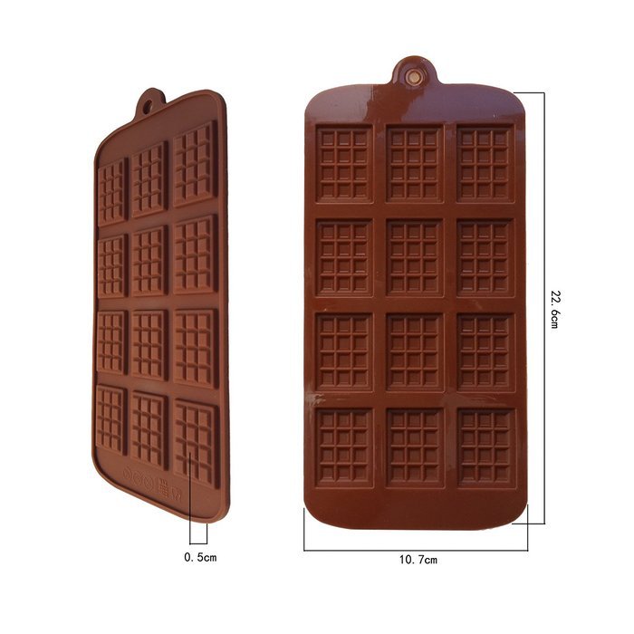 LUCKYAZ 1pcs 12-Cavity Silicone Chocolate Mold Bar Cake Sugarcraft Sugar Baking Pattern N2