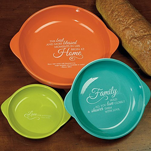 Abbey Press "Blooming Blessings" Three-Piece Bakeware Set, 9.75 by 2.75" N2