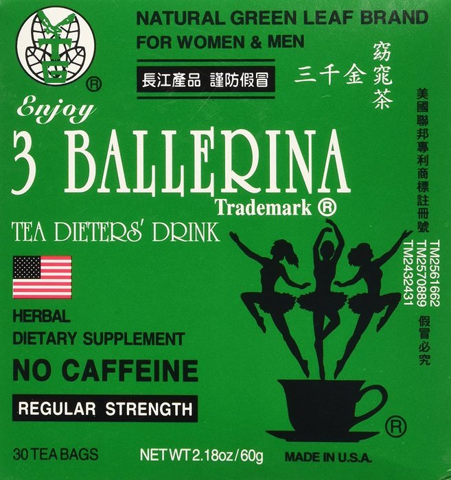 3 Pack of 3 Ballerina Dieters Tea for Men and Women (3 Boxes of 30 Tea Bags) N2
