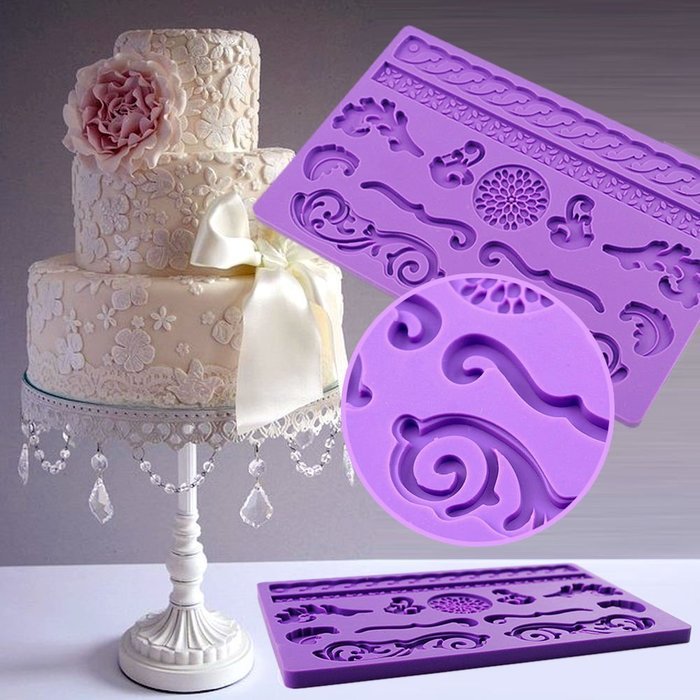 IC ICLOVER Food Grade Silicone Lace Cake Mold,Fondant & Gum Paste Mold,Cake Mold ,Soap Mold,DIY Cake Decorating N2